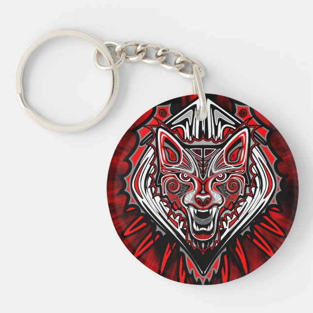Wolf Haida Tribal Totem Design Keychain (Front)