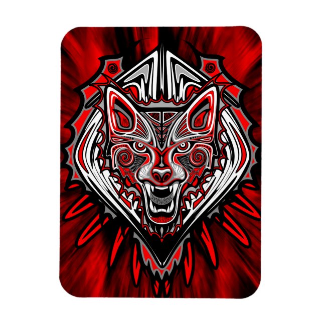 Wolf Haida Tribal Totem Design Magnet (Vertical)