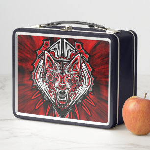 Wolf Haida Tribal Totem Design Metal Lunch Box