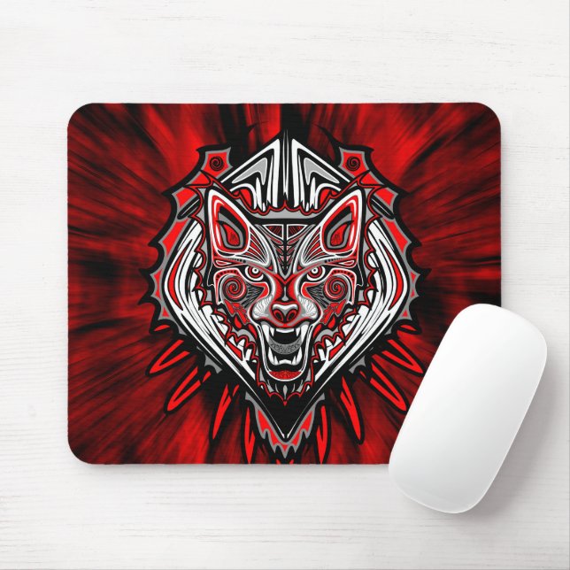 Wolf Haida Tribal Totem Design Mouse Pad (With Mouse)