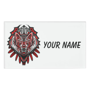 Wolf Haida Tribal Totem Design Name Tag