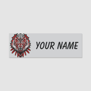 Wolf Haida Tribal Totem Design Name Tag
