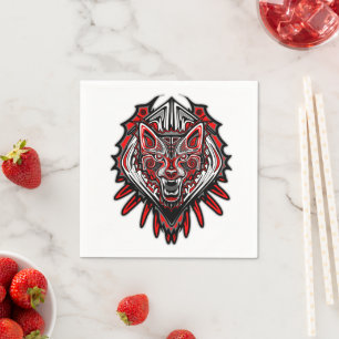 Wolf Haida Tribal Totem Design Napkin