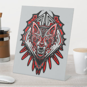 Wolf Haida Tribal Totem Design Pedestal Sign