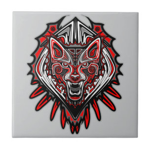 Wolf Haida Tribal Totem Design Tile