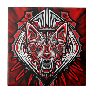Wolf Haida Tribal Totem Design Tile