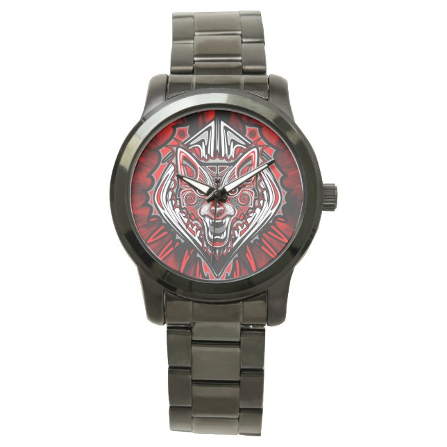 Wolf Haida Tribal Totem Design Watch (Front)
