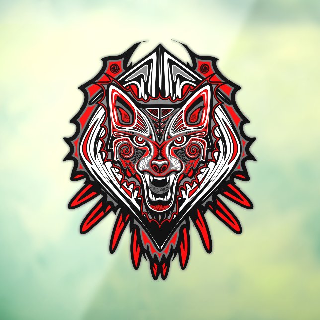 Wolf Haida Tribal Totem Design Window Cling (Sheet 3)
