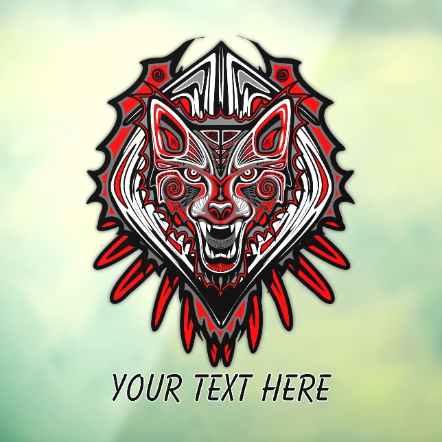 Wolf Haida Tribal Totem Design Window Cling (Sheet 3)
