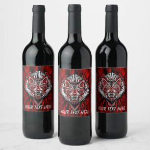 Wolf Haida Tribal Totem Design Wine Label