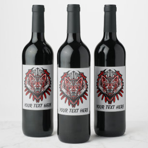 Wolf Haida Tribal Totem Design Wine Label