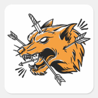 Wolf hand drawing illustration T-Shirt Trucker Hat Square Sticker