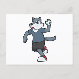 Wolf Handball player Handball Postcard