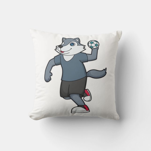 Wolf Handball player Handball Throw Pillow (Front)