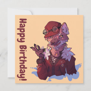 Wolf happy birthday thank you card