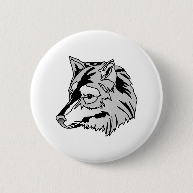 Wolf Head 2 Inch Round Button (Front)