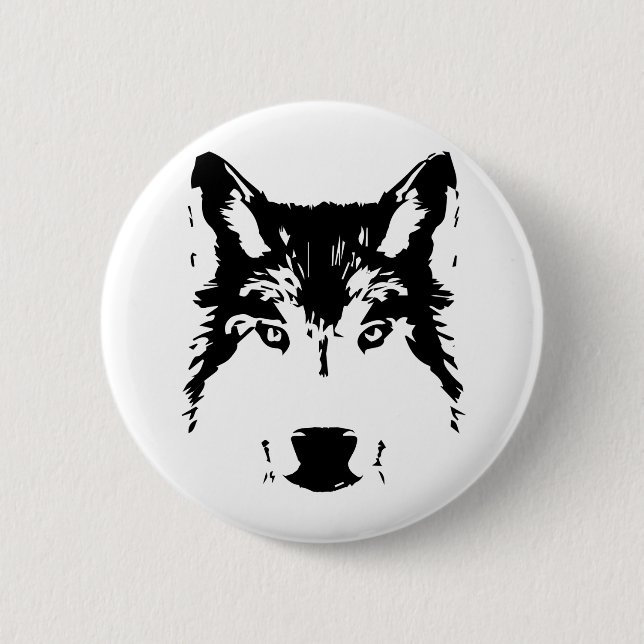 Wolf head 2 inch round button (Front)