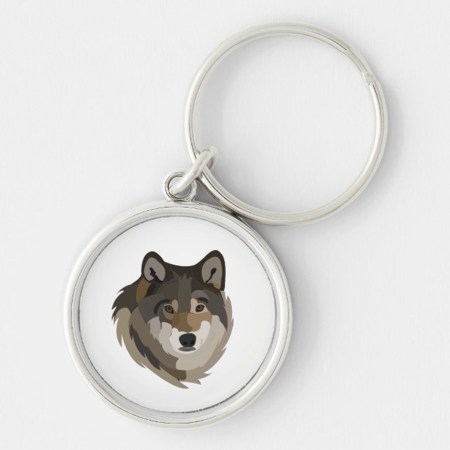 Wolf Head Animal Grey Wild Wolf Keychain (Front)