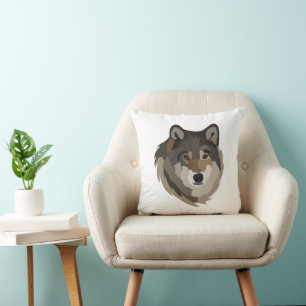 Wolf Head Animal Grey Wild Wolf Throw Pillow