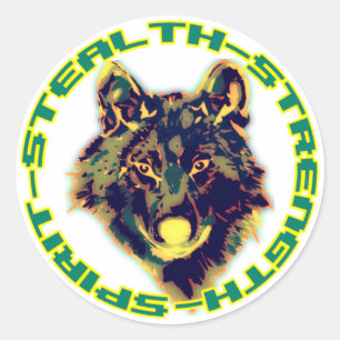 wolf head classic round sticker
