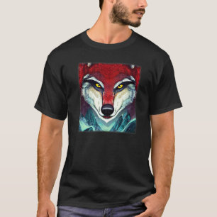 Wolf head design art predator face imprint with wi T-Shirt
