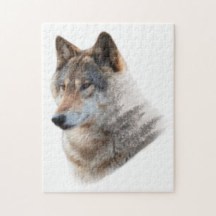 Wolf Head Forest Double Exposure    Jigsaw Puzzle