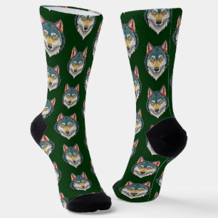 Wolf head from the front socks