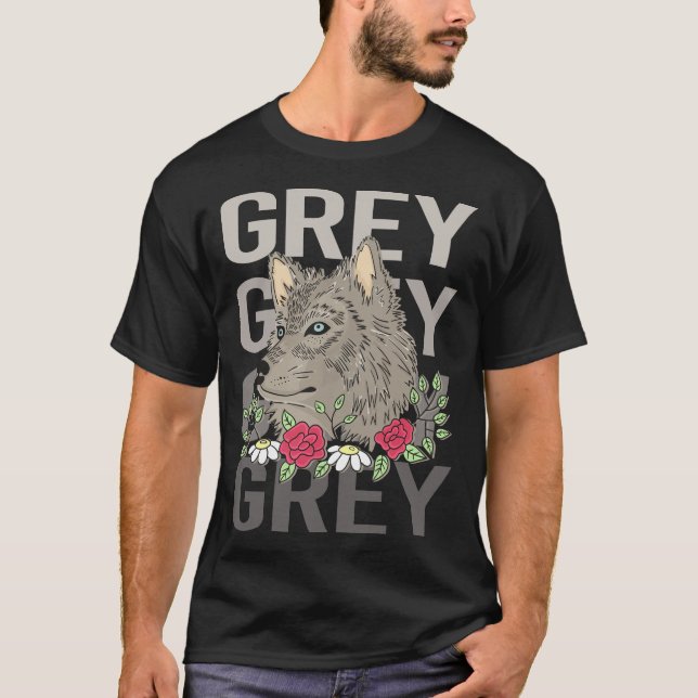 Wolf Head - Grey Name T-Shirt (Front)