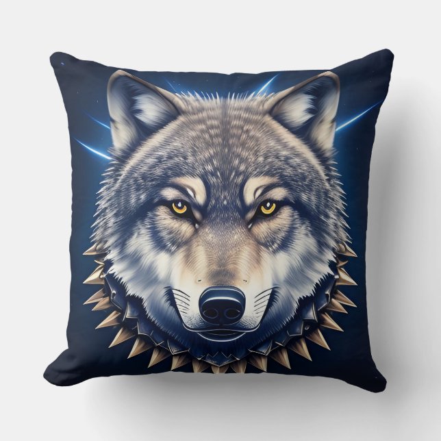 🐺 Wolf Head Intense Creative Wild Decot Throw Pillow (Front)