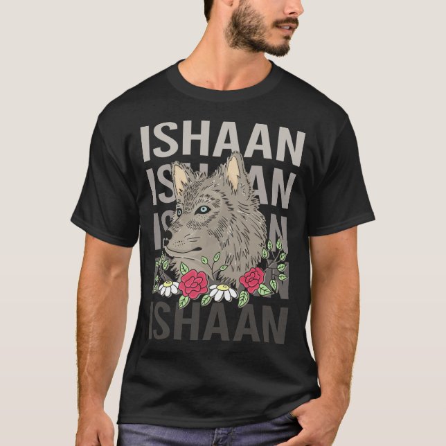 Wolf Head - Ishaan Name T-Shirt (Front)