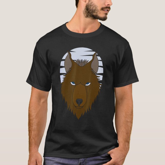 Wolf Head Motif Predator Face Imprint With Wolf Mo T-Shirt (Front)