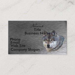 WOLF HEAD on Brushed Steel Business Card