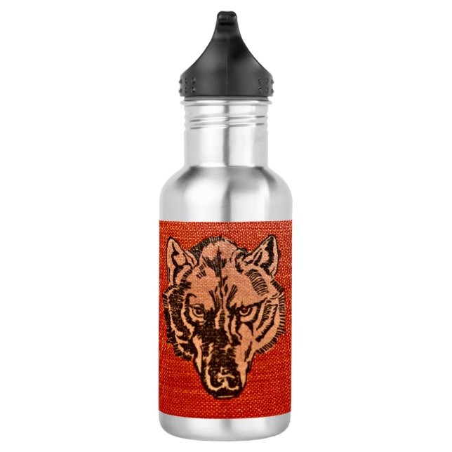 Wolf Head on Red  532 Ml Water Bottle (Right)