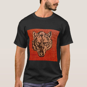 Wolf Head on Red  T-Shirt