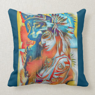 Wolf head pillow girl