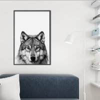 Wolf Head Portrait  Black white 