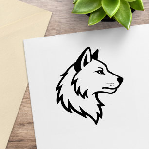 Wolf Head Profile Rubber Stamp