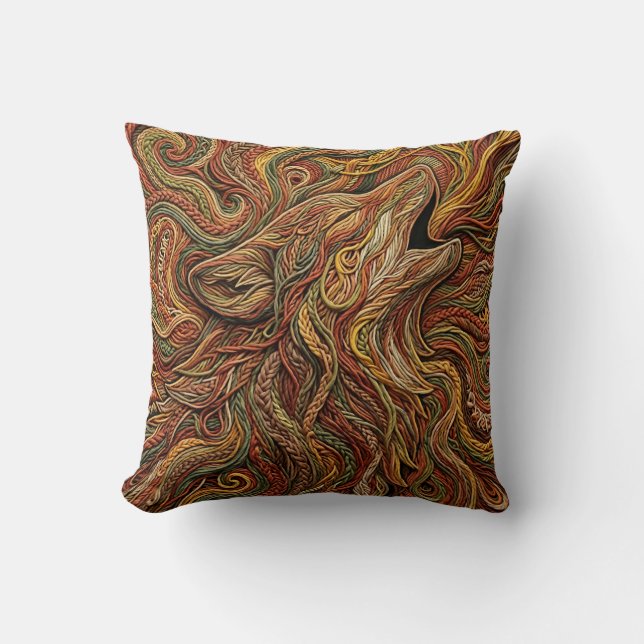 Wolf Head Silhouette Throw Pillow (Front)