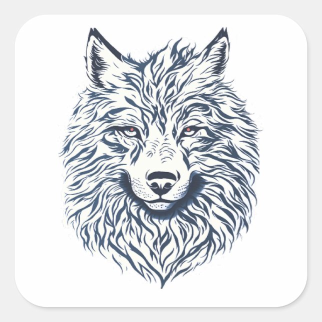 Wolf Head Square Sticker (Front)