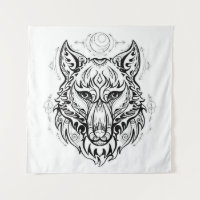 Wolf head with ethnic decorations