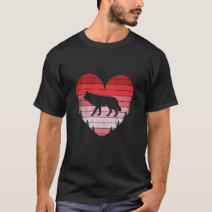 Wolf Heart Love Valentines Day Vintage Retro Sunse T-Shirt