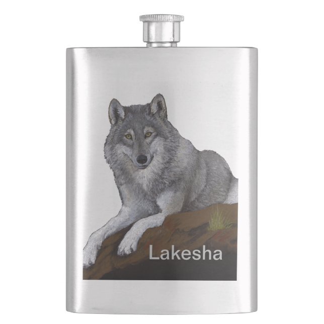 Wolf Hip Flask (Front)