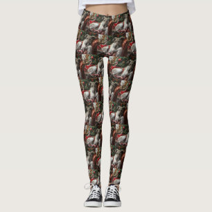Wolf Hound Dog Christmas Festive Leggings