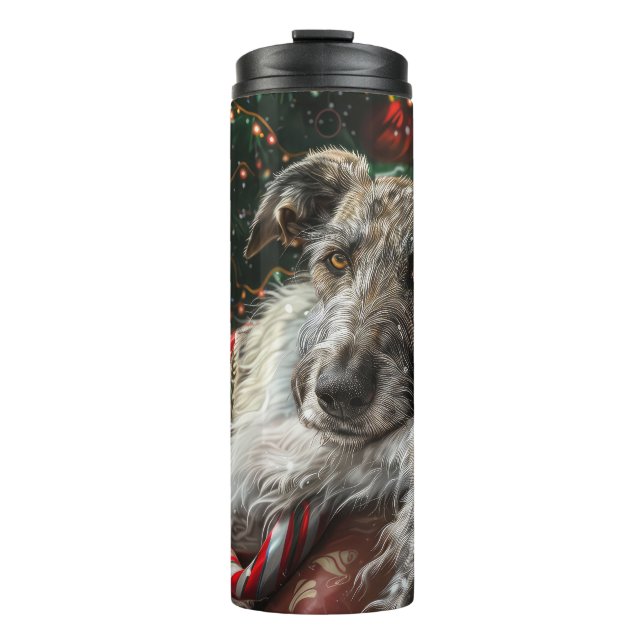 Wolf Hound Dog Christmas Festive Thermal Tumbler (Front)