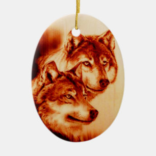 "Wolf Howl" Ceramic Ornament