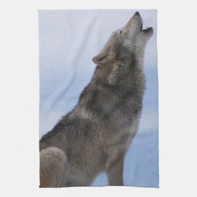Wolf Howl Kitchen Towel (Vertical)