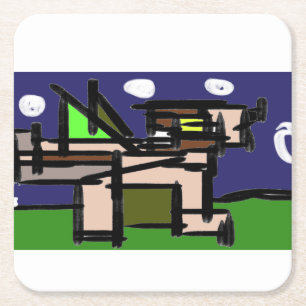 Wolf howl night square paper coaster