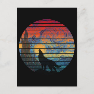 WOLF HOWLING ABSTRACT STYLE POSTCARD