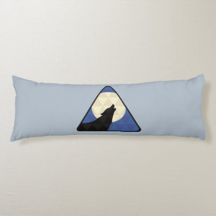 Wolf Howling At Big Moon With Triangle Design Body Pillow