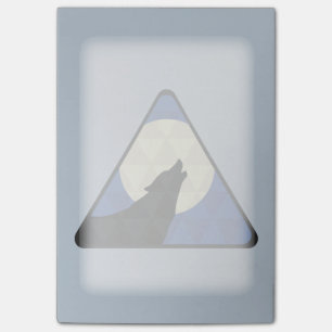 Wolf Howling At Big Moon With Triangle Design Post-it Notes